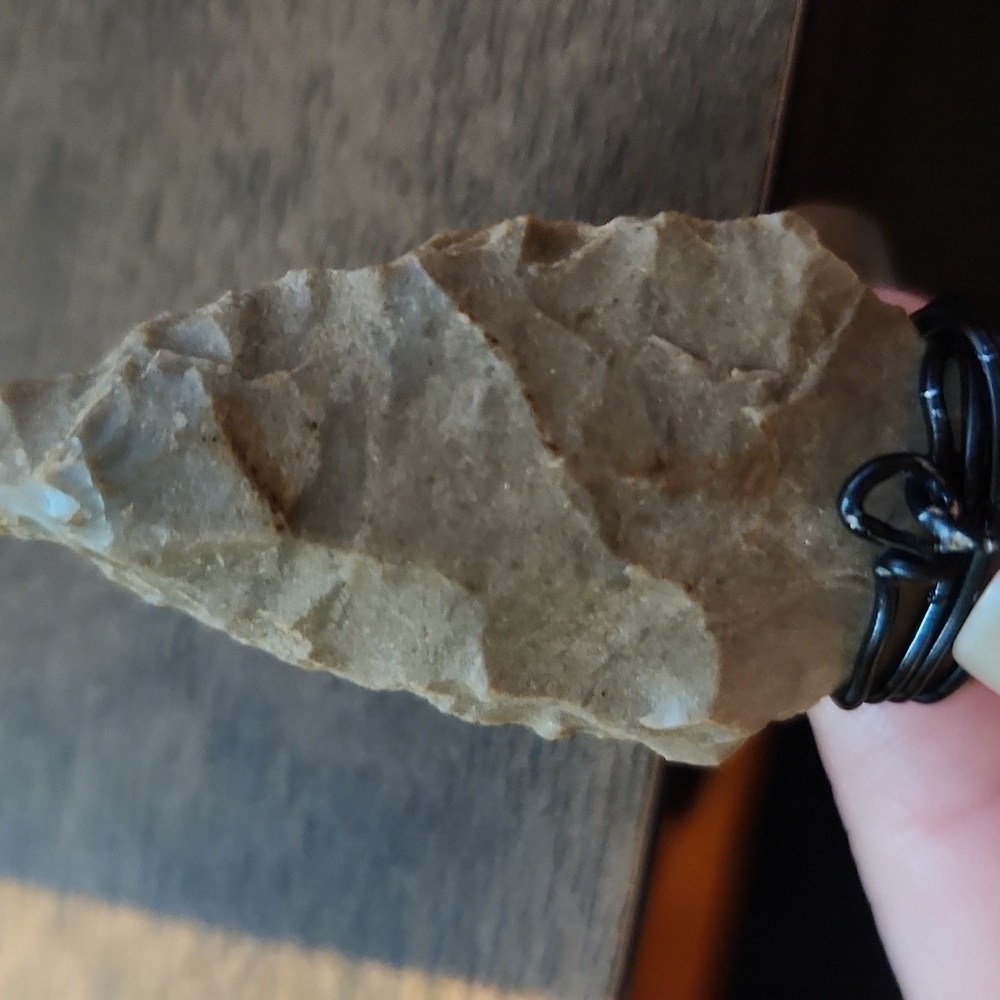 Authentic Fluted Native American Arrowhead Necklace with Dark Grey Cord - Picture 2 of 4